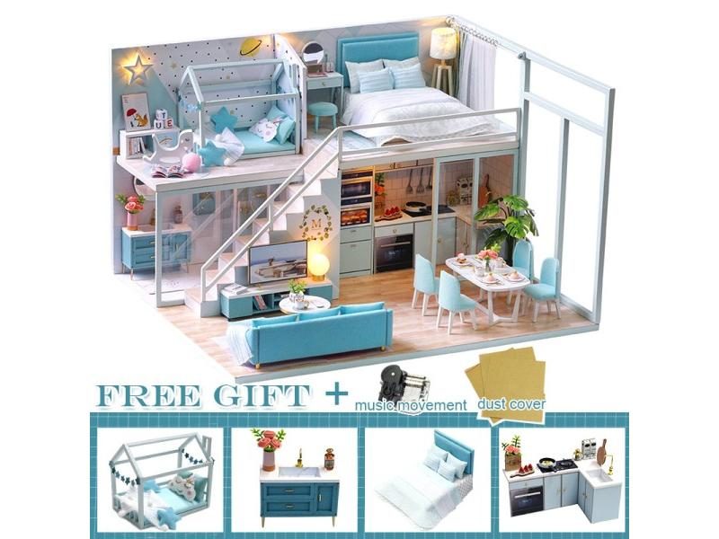 CUTEBEE DIY Dollhouse Wooden Doll Houses Miniature Doll House Furniture Kit Carousel 1