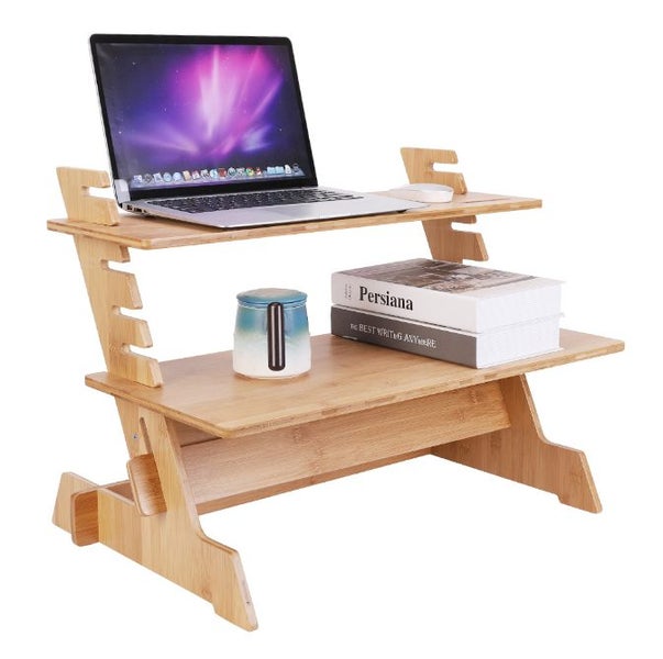 Standing Computer Monitor Laptop Stand Bamboo Carousel 1