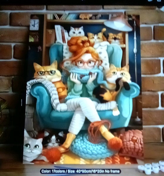 THE CATTAGE-Whimsical Cute Cat Lady Paint By Numbers Kit Great For All Ages Carousel 1