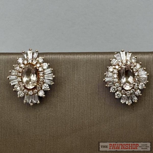 10ct Rose Gold Morganite & Diamond Stud Earrings ~ $3,000! Carousel 1