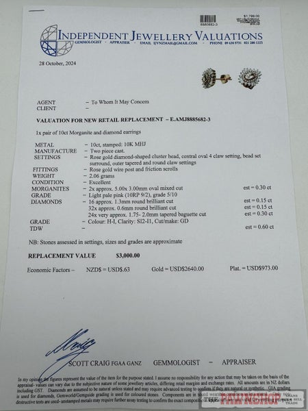 10ct Rose Gold Morganite & Diamond Stud Earrings ~ $3,000! Carousel 6