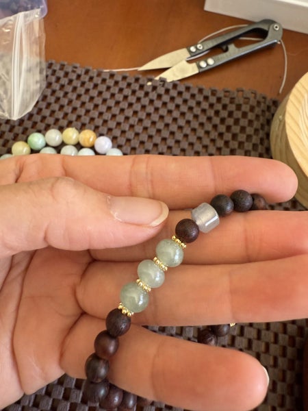 100% nature untreated Agarwood beads and jadeite jade Bracelet Carousel 2