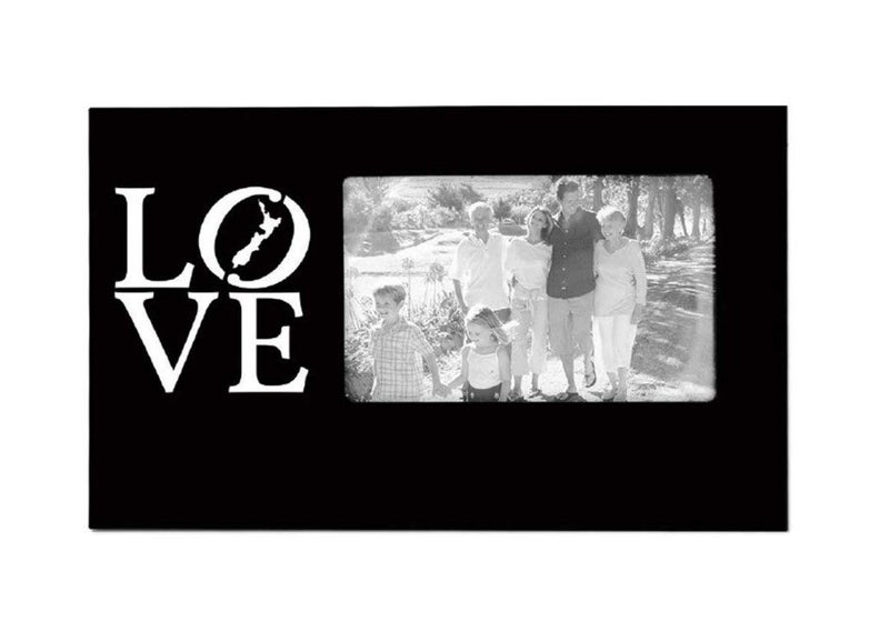 Black Photo frame with LOVE and outline of NZ to fit 4 x 6 photo Carousel 1