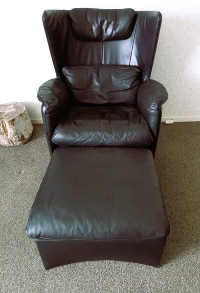Leather Chair, black, stool, neck and back support, de Sede, as new629317184318741114