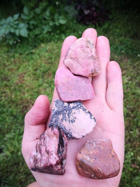 Pink Rodonite NZ 5 piece tumbled lot Carousel 1