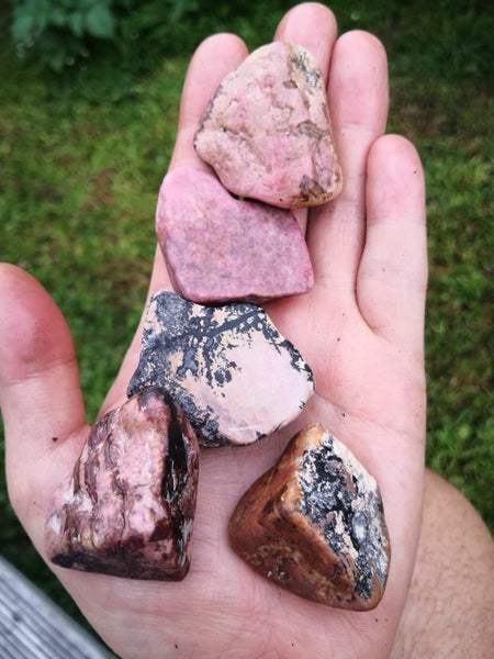 Pink Rodonite NZ 5 piece tumbled lot Carousel 2