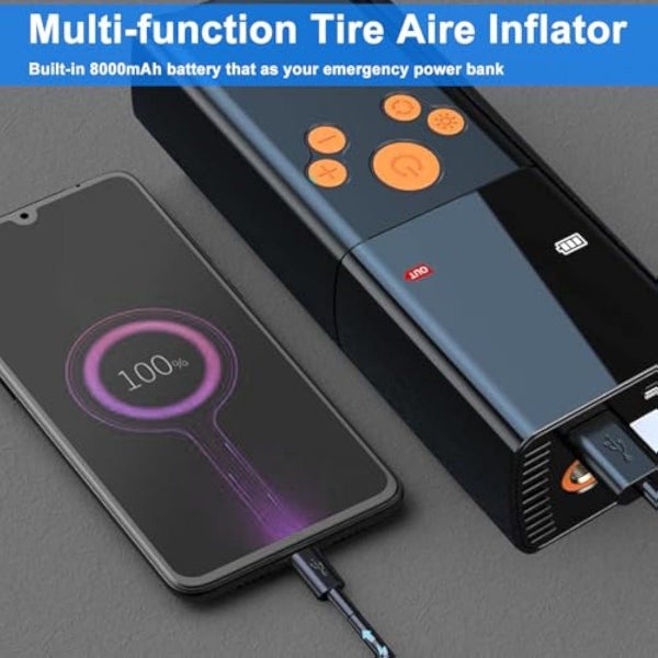 Car Tire Air Pump Portable Cordless Tire Inflator Portable Air Compressor Dual Carousel 7