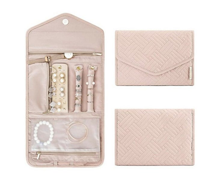 Foldable Jewelry Case Jewellery Pouch Storage Organiser - Pink Carousel 1