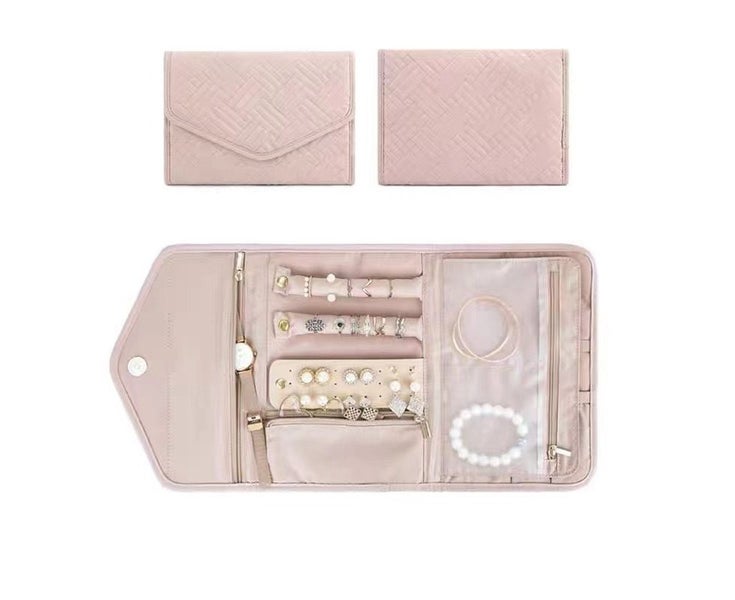 Foldable Jewelry Case Jewellery Pouch Storage Organiser - Pink Carousel 2