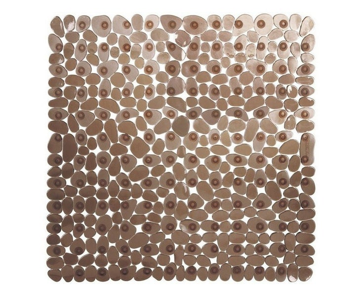 Bath Mat Square Pebble Bathroom Non-slip Stone Shower Runner-Brown Carousel 1