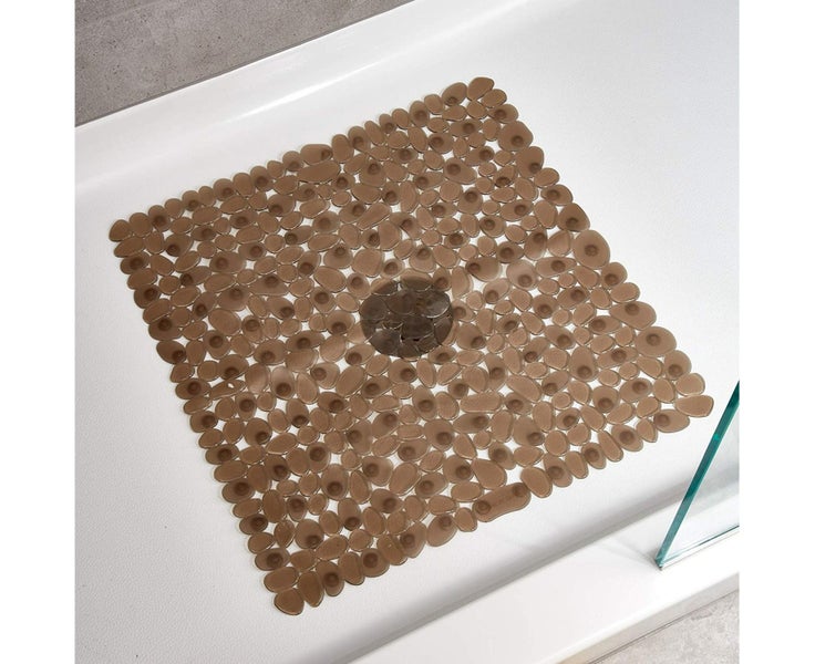 Bath Mat Square Pebble Bathroom Non-slip Stone Shower Runner-Brown Carousel 2