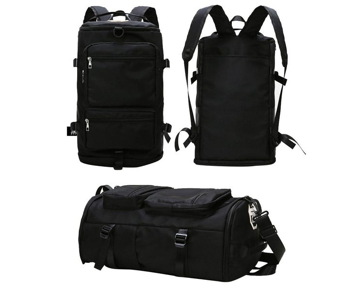 Large Capacity Travel Backpack Sport Gym Bag with Shoe Compartment - Black Carousel 2