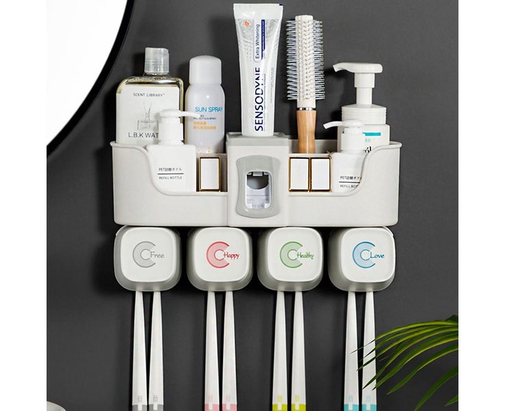 Punch-free toothbrush holder bathroom mouthwash cup rack Carousel 1