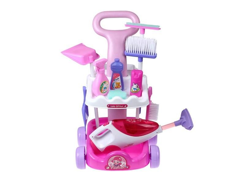 New 1 Pcs/set Pretend Play Toy Simulation Vacuum Cleaner Cart Cleaning Dust Carousel 1