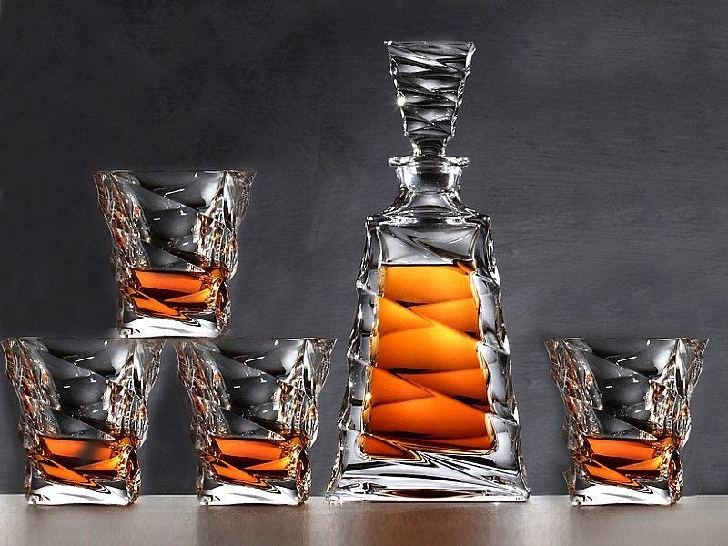 7Pcs Whiskey Decanter with 6 Wine Glasses Set Wine Dispenser with 6 cups Carousel 1