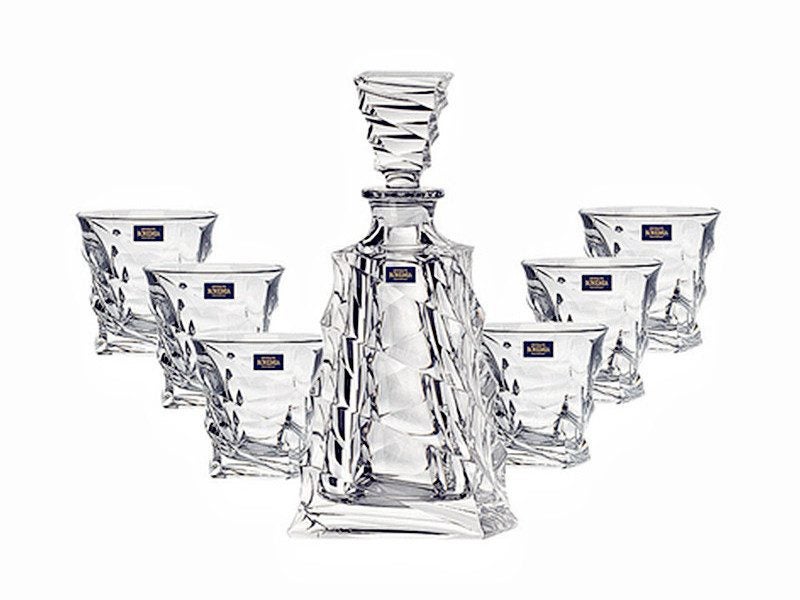 7Pcs Whiskey Decanter with 6 Wine Glasses Set Wine Dispenser with 6 cups Carousel 2