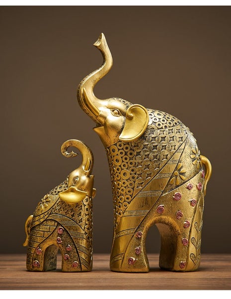 Deco Art Gold Elephant 2pcs Set (15x30.5x9 / 6.5x9x17 cm) Carousel 1