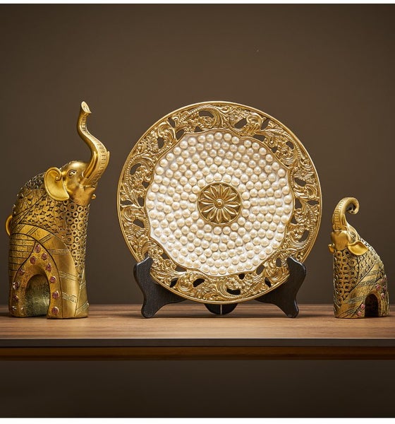 Deco Art Gold Elephant 2pcs Set (15x30.5x9 / 6.5x9x17 cm) Carousel 2