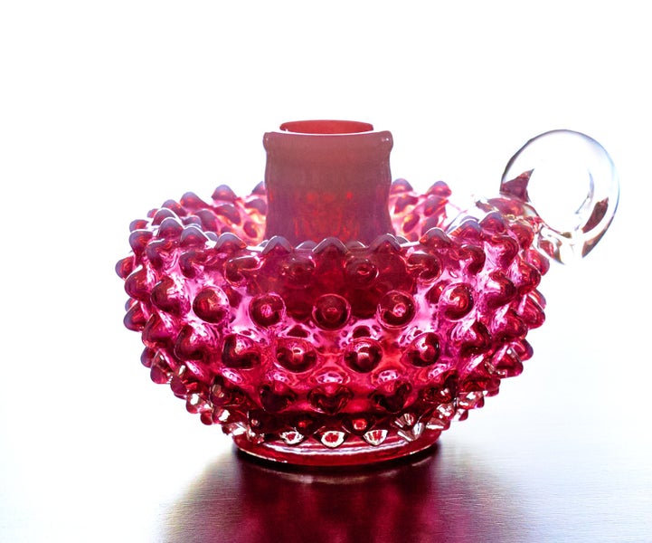 Vintage Fenton glass cranberry hobnail candle holder Carousel 1