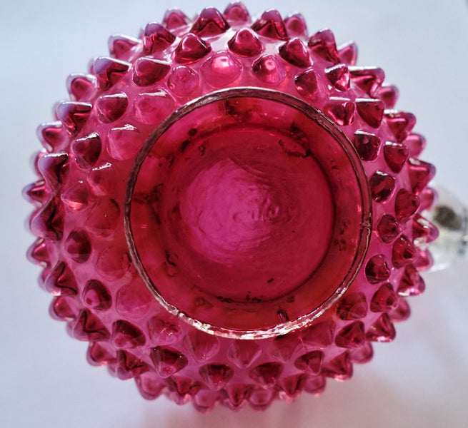 Vintage Fenton glass cranberry hobnail candle holder Carousel 2