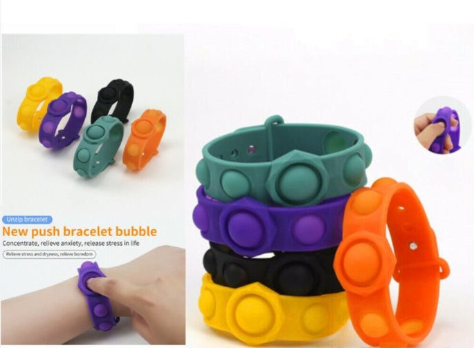 5x Pop It Fidget Wristband Silicone Toy Bracelet Push Bubble Stress Relief Kids Carousel 1