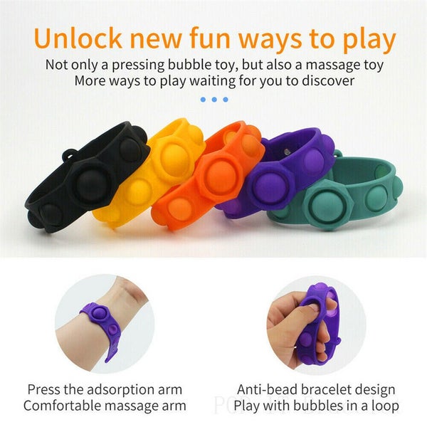 5x Pop It Fidget Wristband Silicone Toy Bracelet Push Bubble Stress Relief Kids Carousel 2