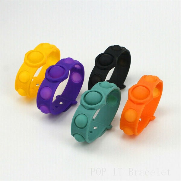 5x Pop It Fidget Wristband Silicone Toy Bracelet Push Bubble Stress Relief Kids Carousel 10
