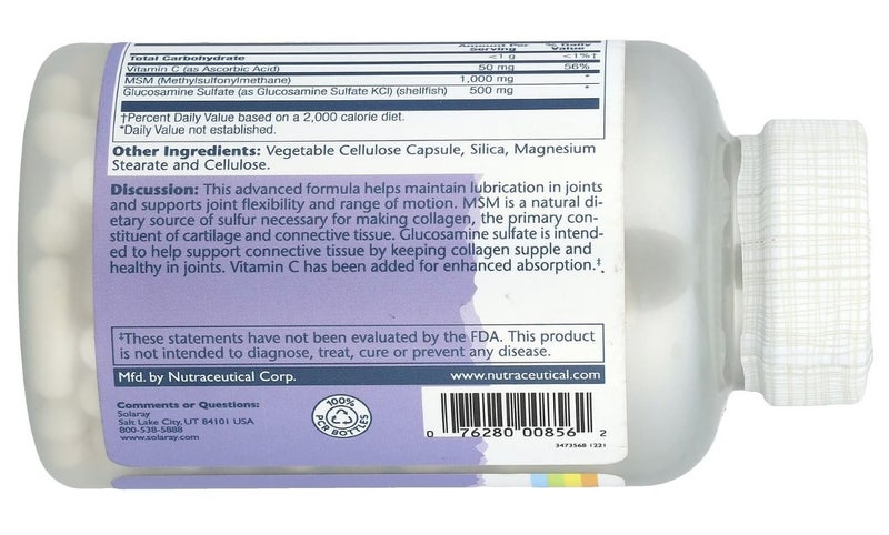 SOLARAY MSM & GLUCOSAMINE 180 VCAPS - E0228 Carousel 3