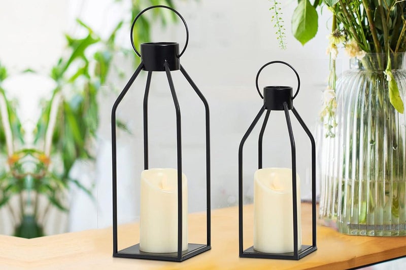 Xmas Decorative Lanterns LED Decor Lantern Black Metal Candle Lanterns for Xmas Carousel 2
