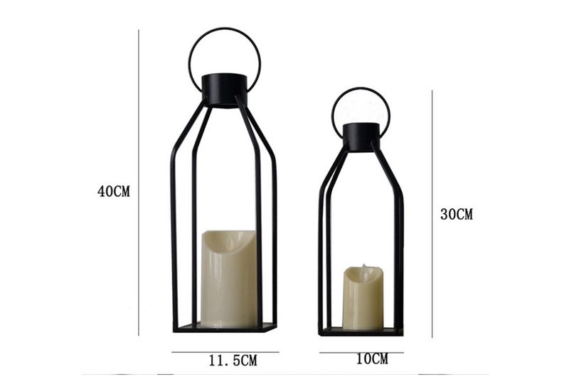 Xmas Decorative Lanterns LED Decor Lantern Black Metal Candle Lanterns for Xmas Carousel 8