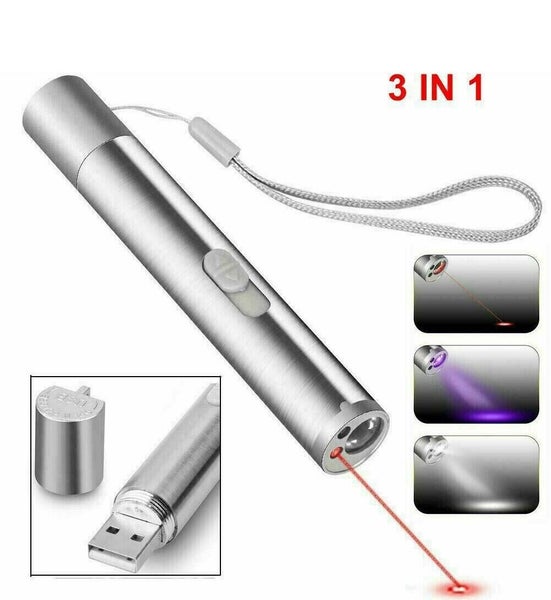 3 in 1 Multi Function Premium Cat Toy Laser Pointer USB Charging LED Torch Light Carousel 1