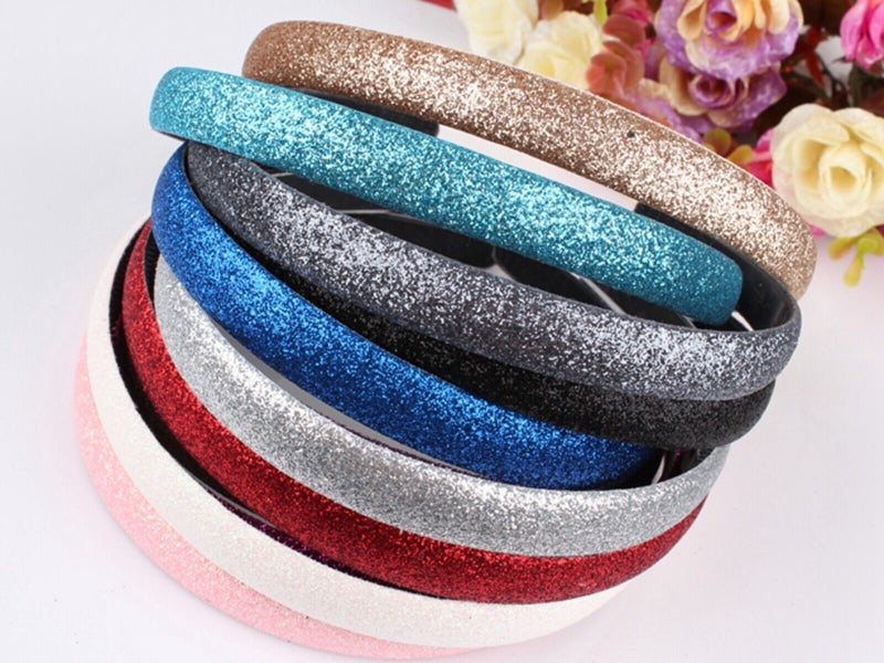 5 Pcs 12mm(1/2") Glitter Alice Headband for Women Headwear Hair Bands Hair Hoop Carousel 1