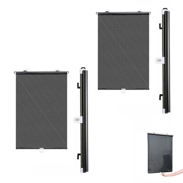2pcs Car Window Shade Retractable Roller Blinds Sunshade Blackout Curtains with Carousel 1