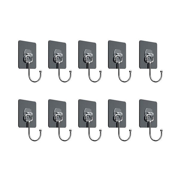 10PCS Stainless Steel Adhesive Sticky Hooks Heavy Duty Wall Gold/Black Hook Carousel 11