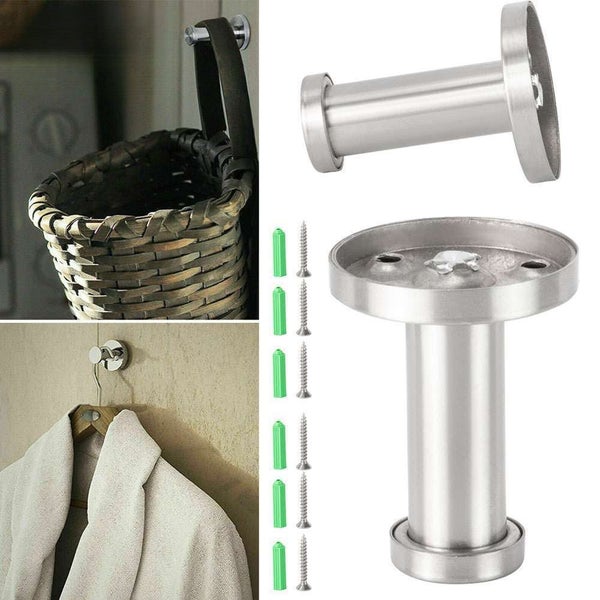 2PCS Stainless Steel Wall Hooks Wall Mount Coat Towel Hanger Bathroom Hooks Carousel 1
