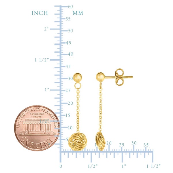 14K Yellow Gold Love Knot Drop Earrings Carousel 2