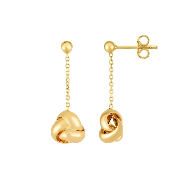 14K Yellow Gold Love Knot Drop Earrings Carousel 1