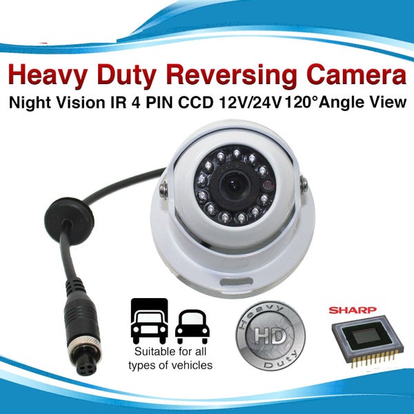 White 4 PIN Dome CCD 12 IR Reversing Rear View Camera Night Vision For Caravan Carousel 1