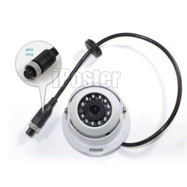White 4 PIN Dome CCD 12 IR Reversing Rear View Camera Night Vision For Caravan Carousel 12