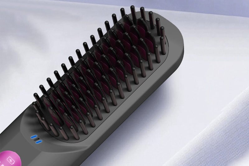 Cordless Hair Straightener Brush Mini Anion Hot Comb Straightener Brush With LED Carousel 6