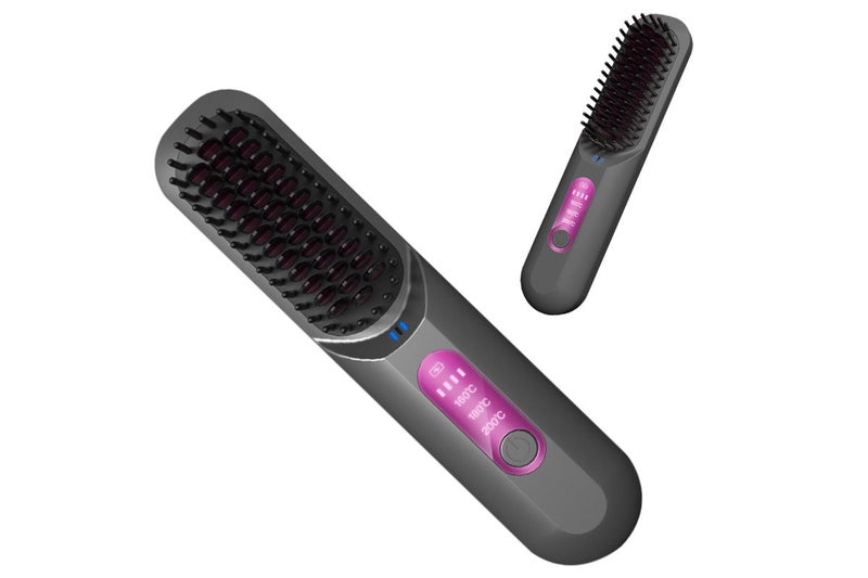 Cordless Hair Straightener Brush Mini Anion Hot Comb Straightener Brush With LED Carousel 1