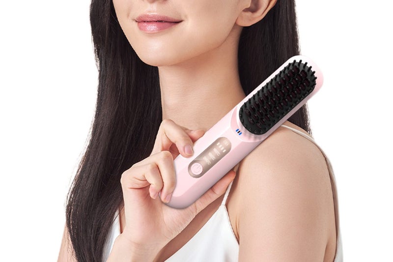 Cordless Hair Straightener Brush Mini Anion Hot Comb Straightener Brush With LED Carousel 1