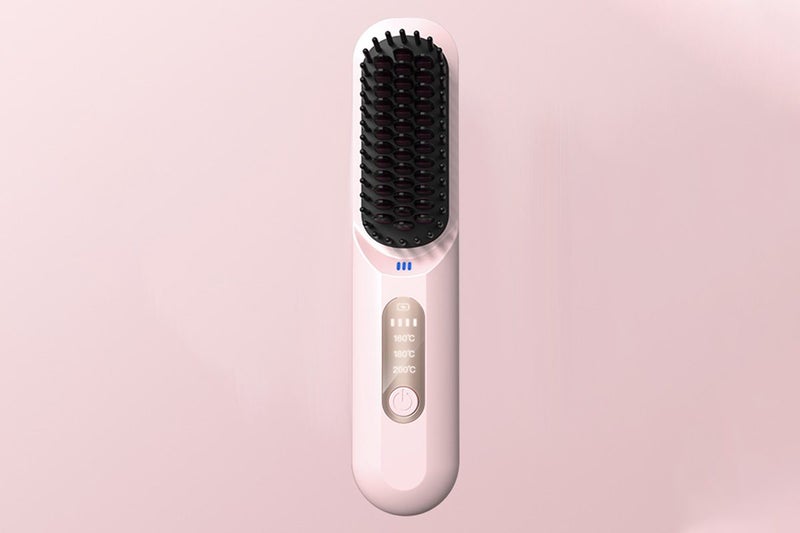 Cordless Hair Straightener Brush Mini Anion Hot Comb Straightener Brush With LED Carousel 2