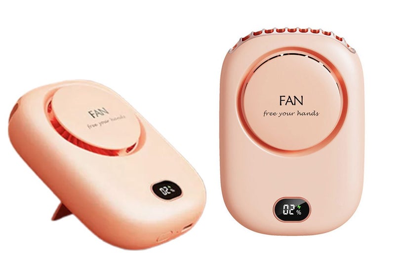 Portable Neck Fan USB Rechargeable Desk Fan Mini Cooling Travel Hanging Fan-Pink Carousel 1