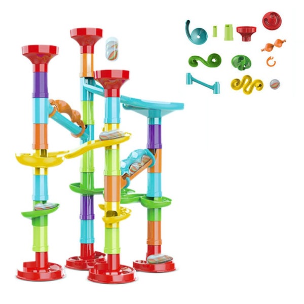 Marble Run Set Building Blocks Glass Marbles for Kids DIY Marble Run Railway Toy Carousel 1