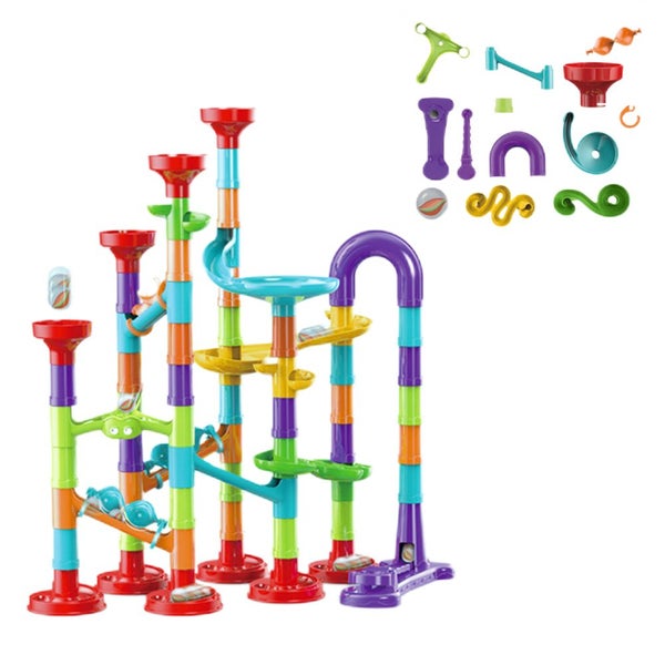 Marble Run Set Building Blocks Glass Marbles for Kids DIY Marble Run Railway Toy Carousel 1