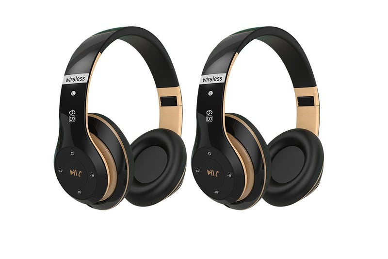 2Pcs Bluetooth Headphones Over Ear HiFi Stereo Sound Wireless Headphones for Tra Carousel 2
