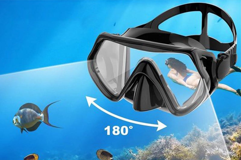 Mask Fin Snorkel Set with Adult Snorkeling Gear Panoramic View Diving Set Carousel 2