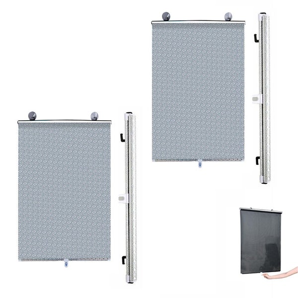 2pcs Car Window Shade Retractable Roller Blinds Sunshade Blackout Curtains with Carousel 1