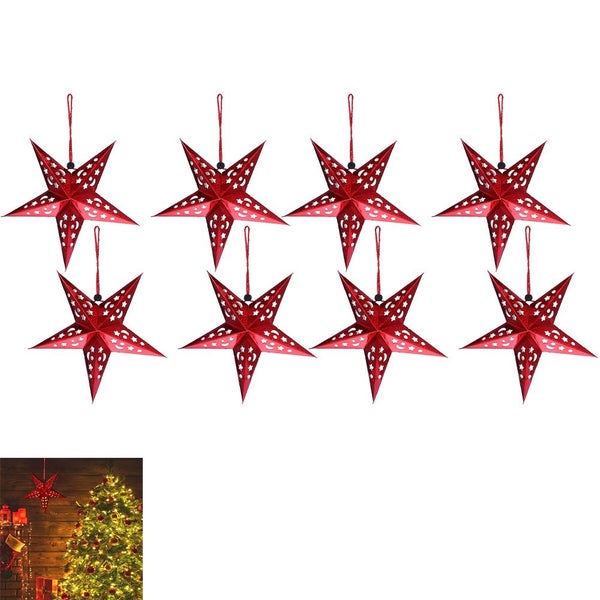8Pcs Christmas Paper Star Lantern Lampshade 3D Paper Star Hanging Decoration for Carousel 1
